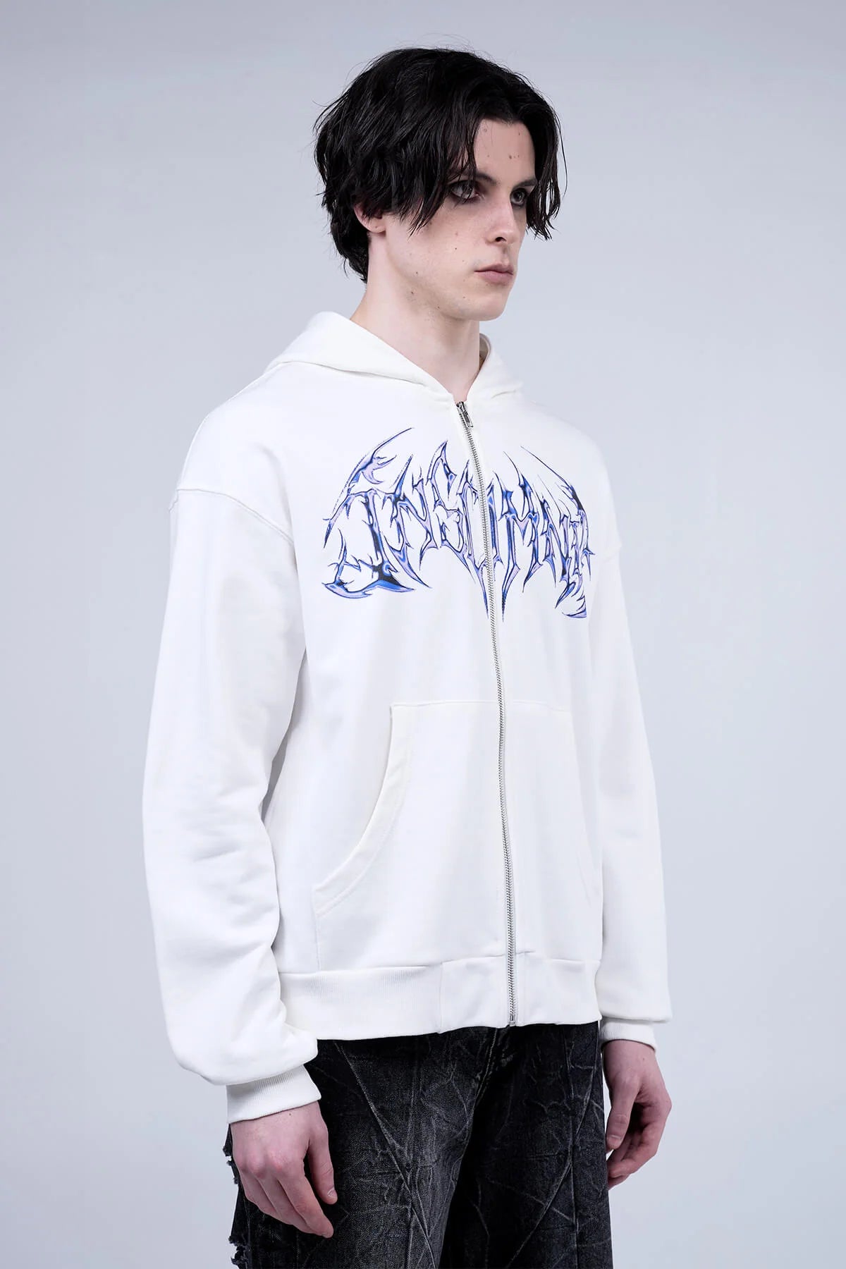 White Cross Zip Hoodie