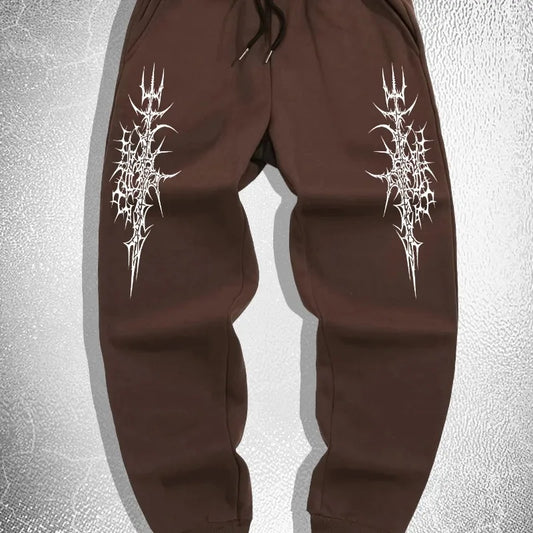 Men's Gothic style Thorn print casual sports pants