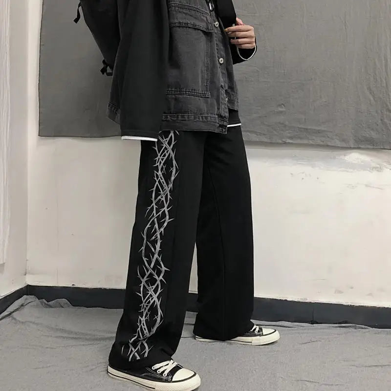 Japanese Y2k Oversize Graphic Wide Sweatpants Men Streetwear