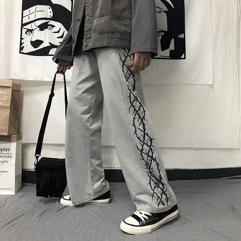 Japanese Y2k Oversize Graphic Wide Sweatpants Men Streetwear