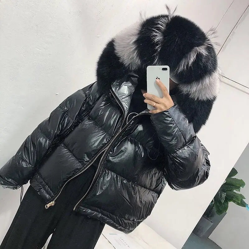 Puffer Jacket with Faux Fur Hood