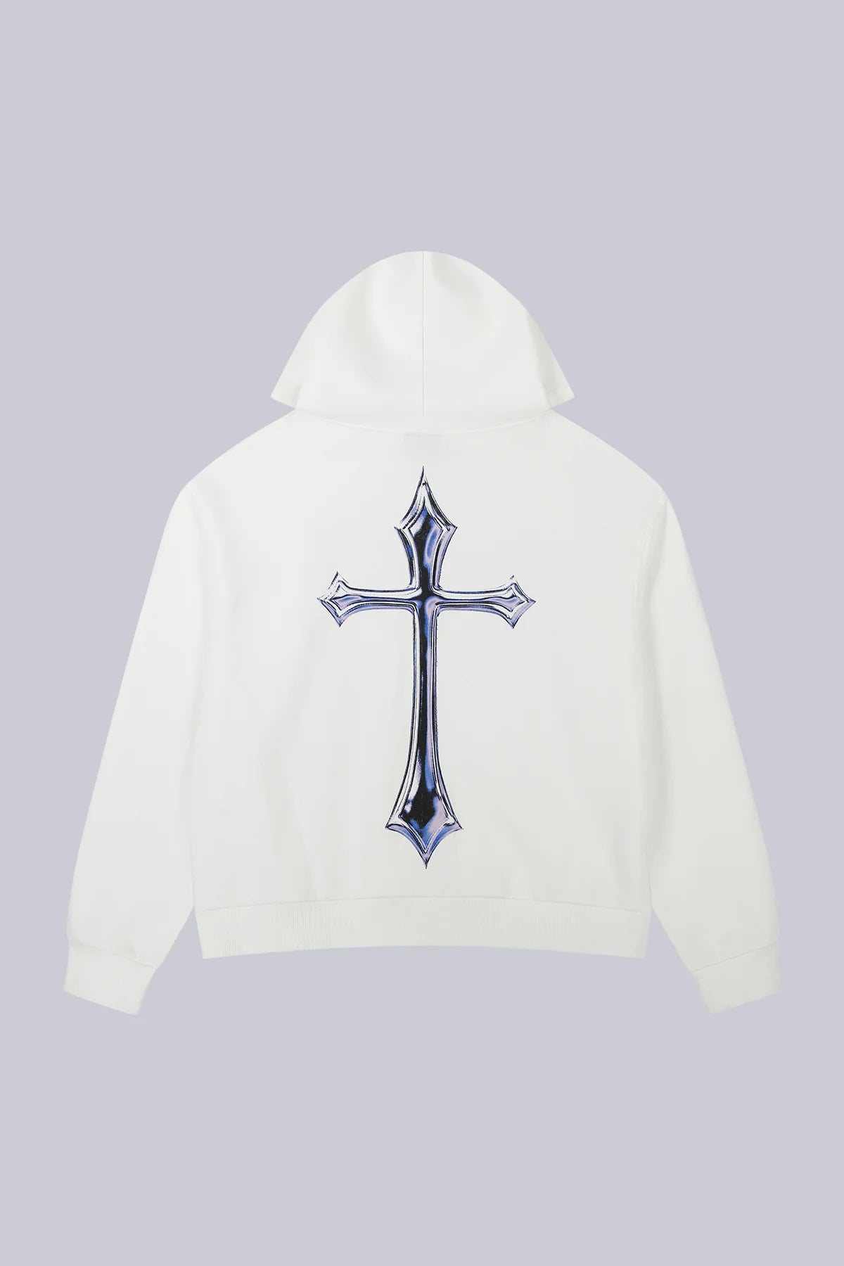 White Cross Zip Hoodie