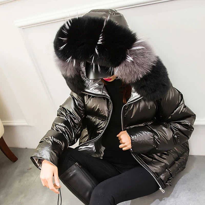 Puffer Jacket with Faux Fur Hood