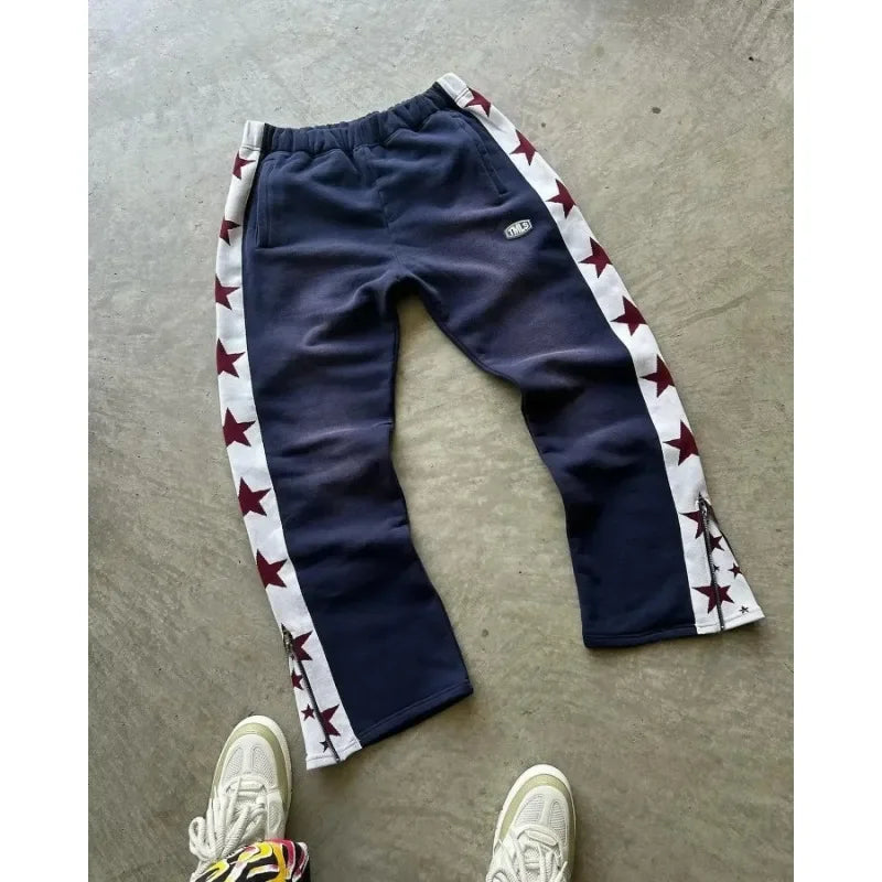 Y2K baggy Pants Men Harajuku Star Pattern High Quality Retro Casual Pants Streetwear