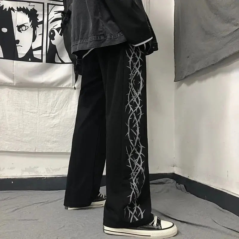 Japanese Y2k Oversize Graphic Wide Sweatpants Men Streetwear