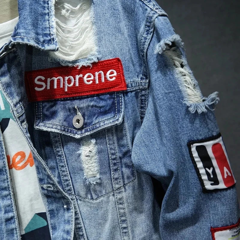 Denim Jacket for Men&nbsp; and Women Hip Hop Streetwear