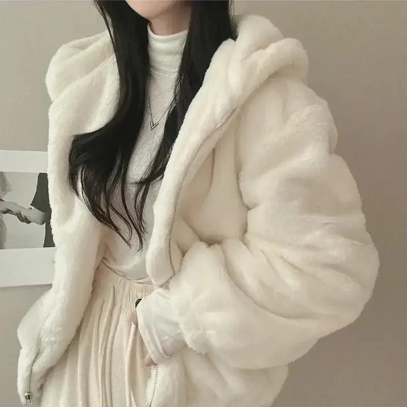 Luxury Soft Faux Fur Zip-Up Hoodie