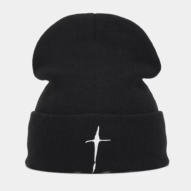 Minimalist Cross Embroidered Beanie