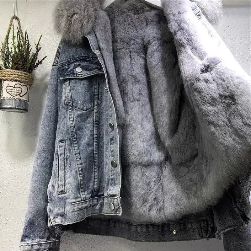 Women's Fur-Lined Denim Jacket