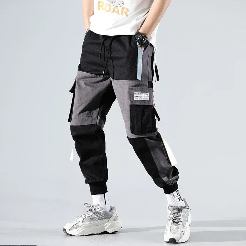 Men's Letter Flap Pocket Drawstring Cargo Pants