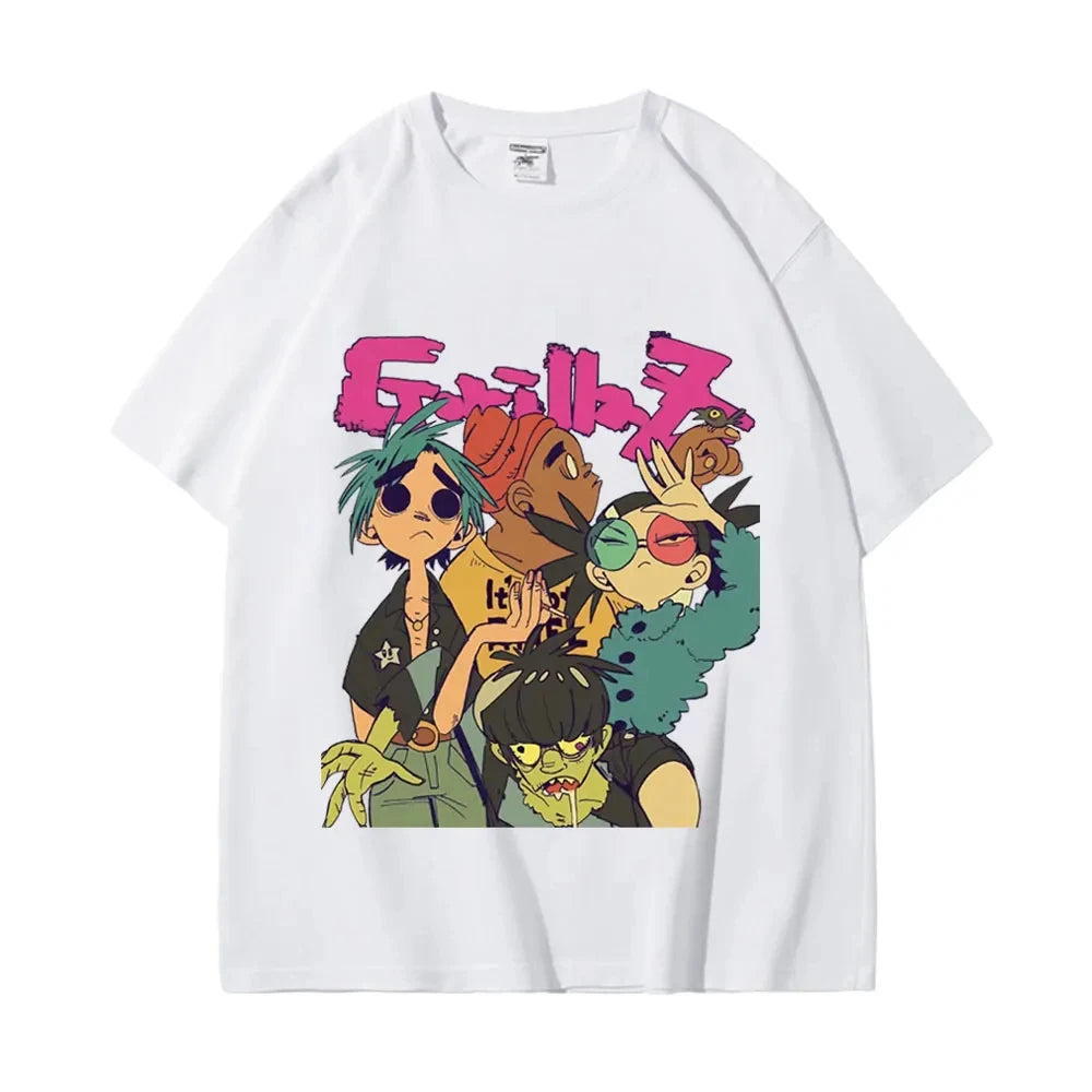 Trend Band Gorillaz Printed T Shirts Men Women The High Street Fashion Oversized