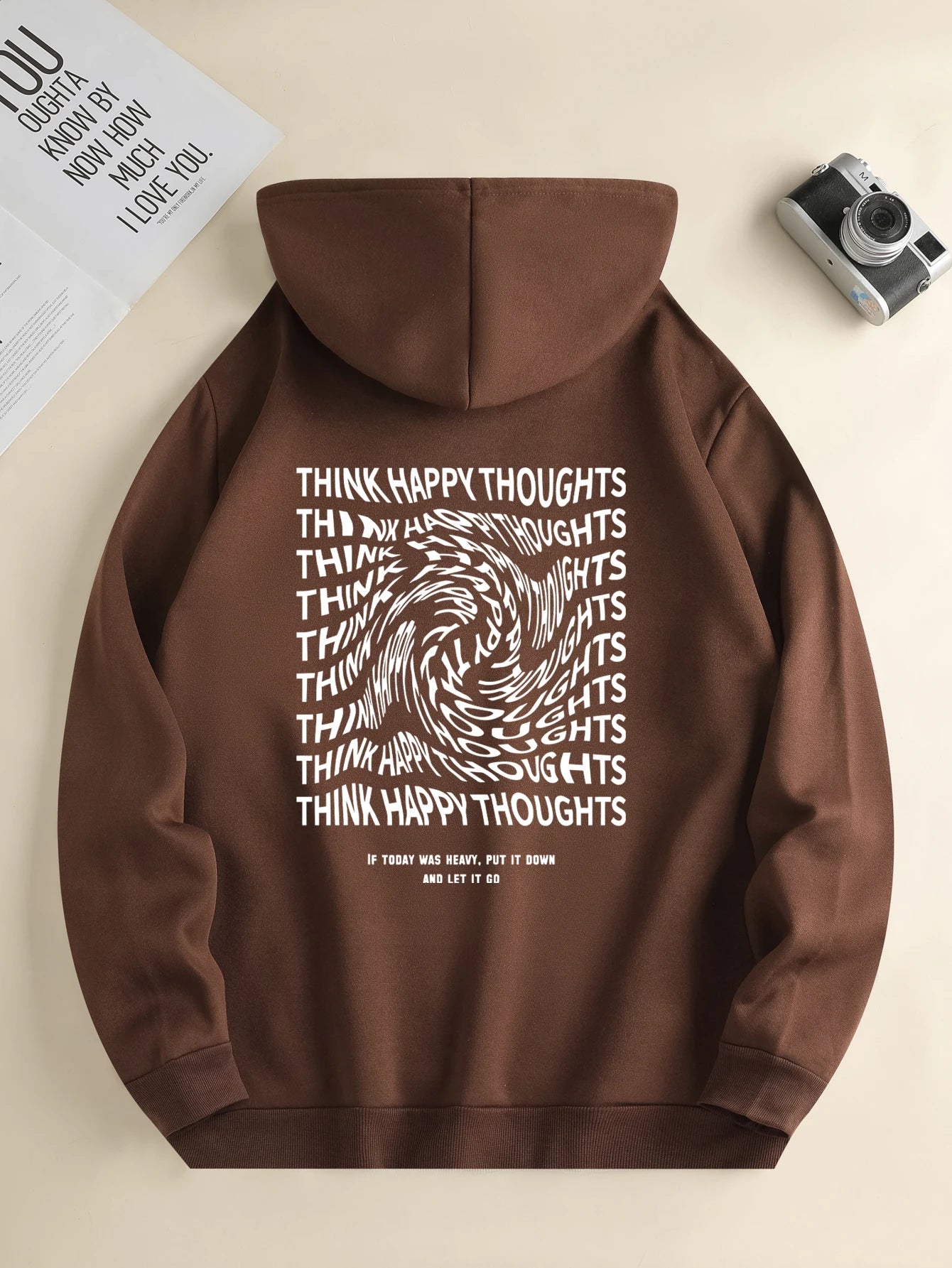 "THINK HAPPY THOUGHTS" Long Sleeve Hoodie