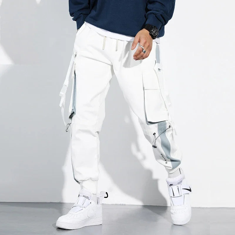 Men's Letter Flap Pocket Drawstring Cargo Pants