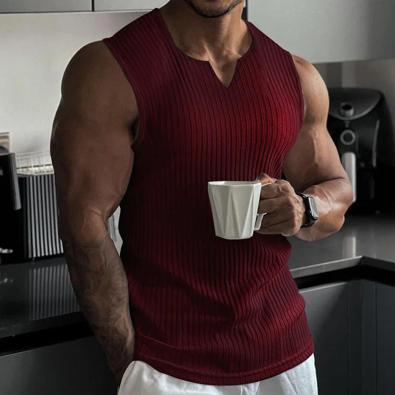 Men’s Ribbed Fitted Sleeveless Tee