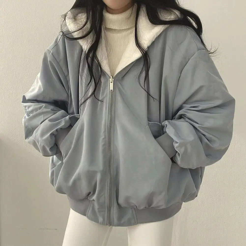 Reversible Oversized Fur-Lined Bomber Jacket