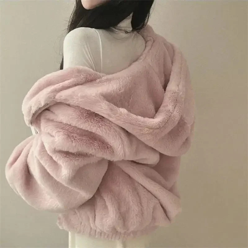 Luxury Soft Faux Fur Zip-Up Hoodie