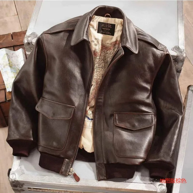 Men’s Classic Leather Bomber Jacket