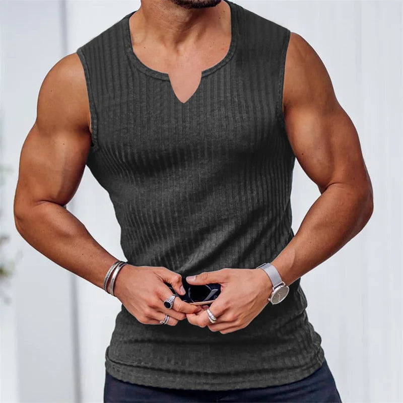 Men’s Ribbed Fitted Sleeveless Tee