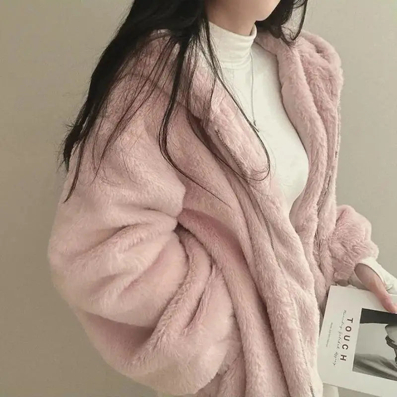 Luxury Soft Faux Fur Zip-Up Hoodie