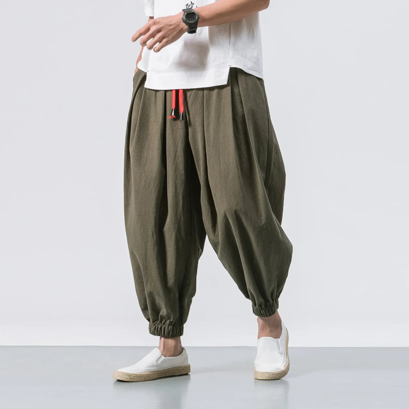 Men Loose Harem Pants Chinese Linen Overweight