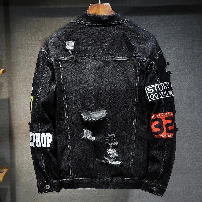 Denim Jacket for Men&nbsp; and Women Hip Hop Streetwear