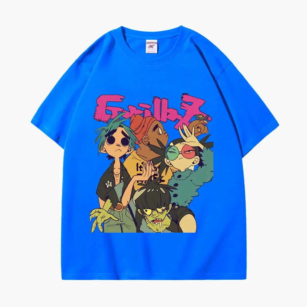 Trend Band Gorillaz Printed T Shirts Men Women The High Street Fashion Oversized