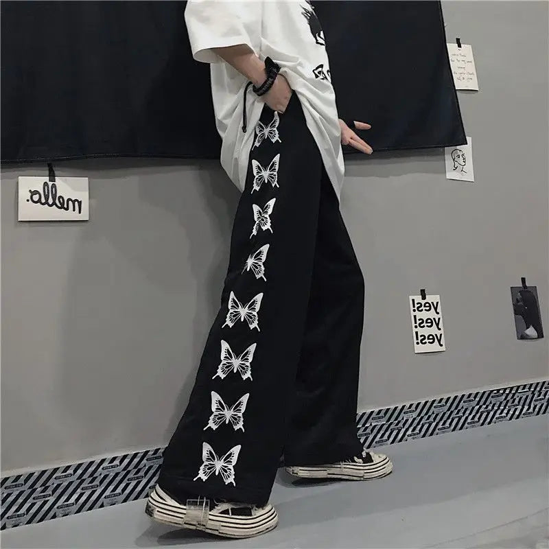 Japanese Y2k Oversize Graphic Wide Sweatpants Men Streetwear