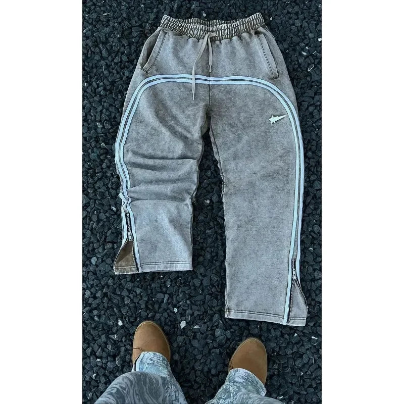 Y2K baggy Pants Men Harajuku Star Pattern High Quality Retro Casual Pants Streetwear