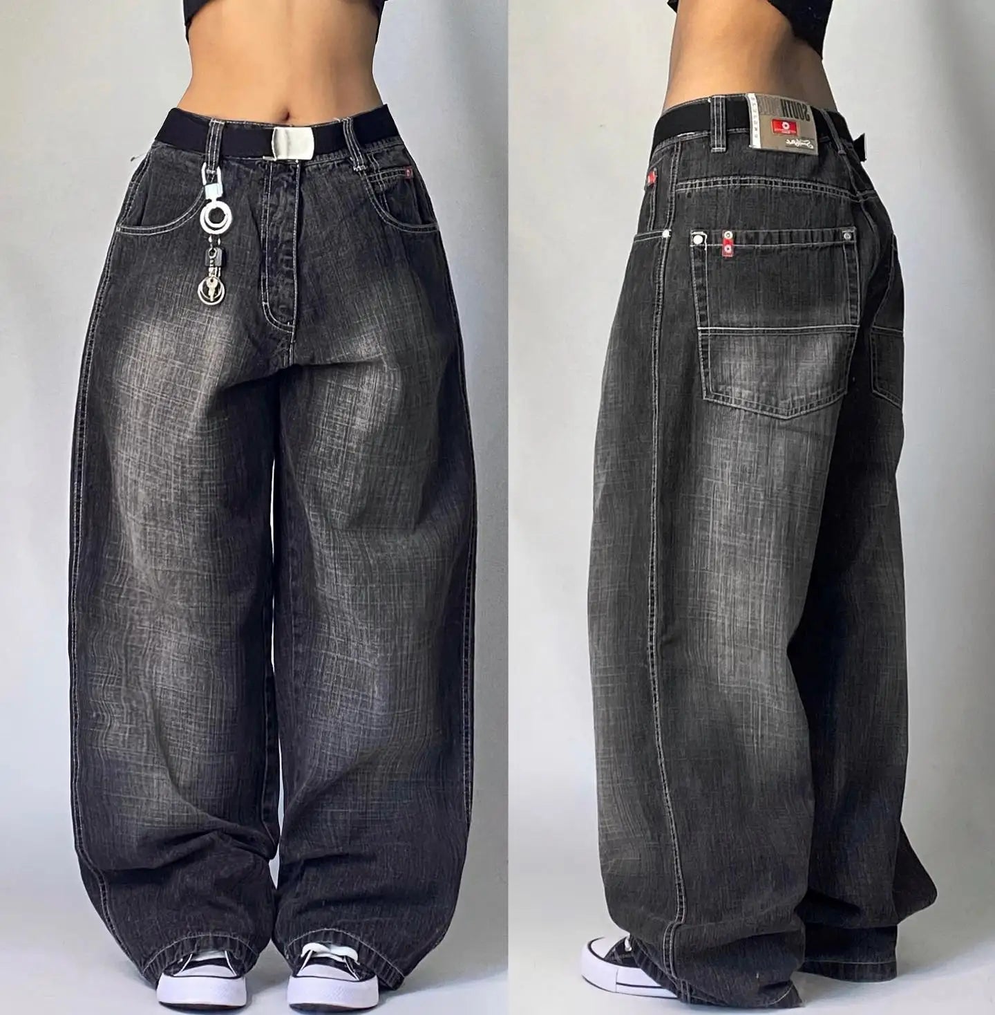 FERION Solid Baggy Jeans