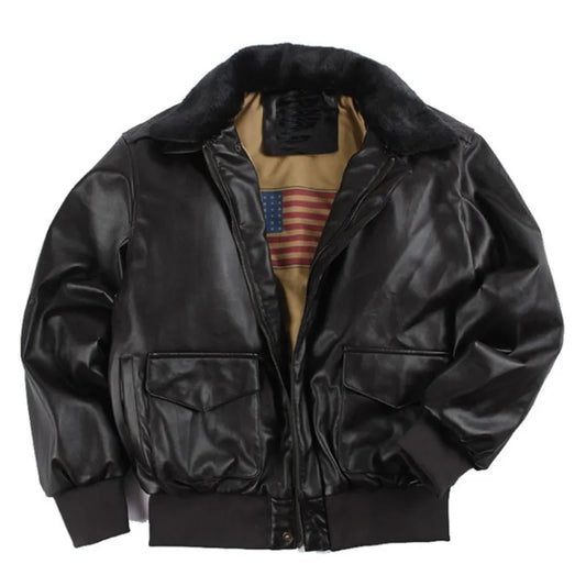 Men’s Classic Leather Bomber Jacket