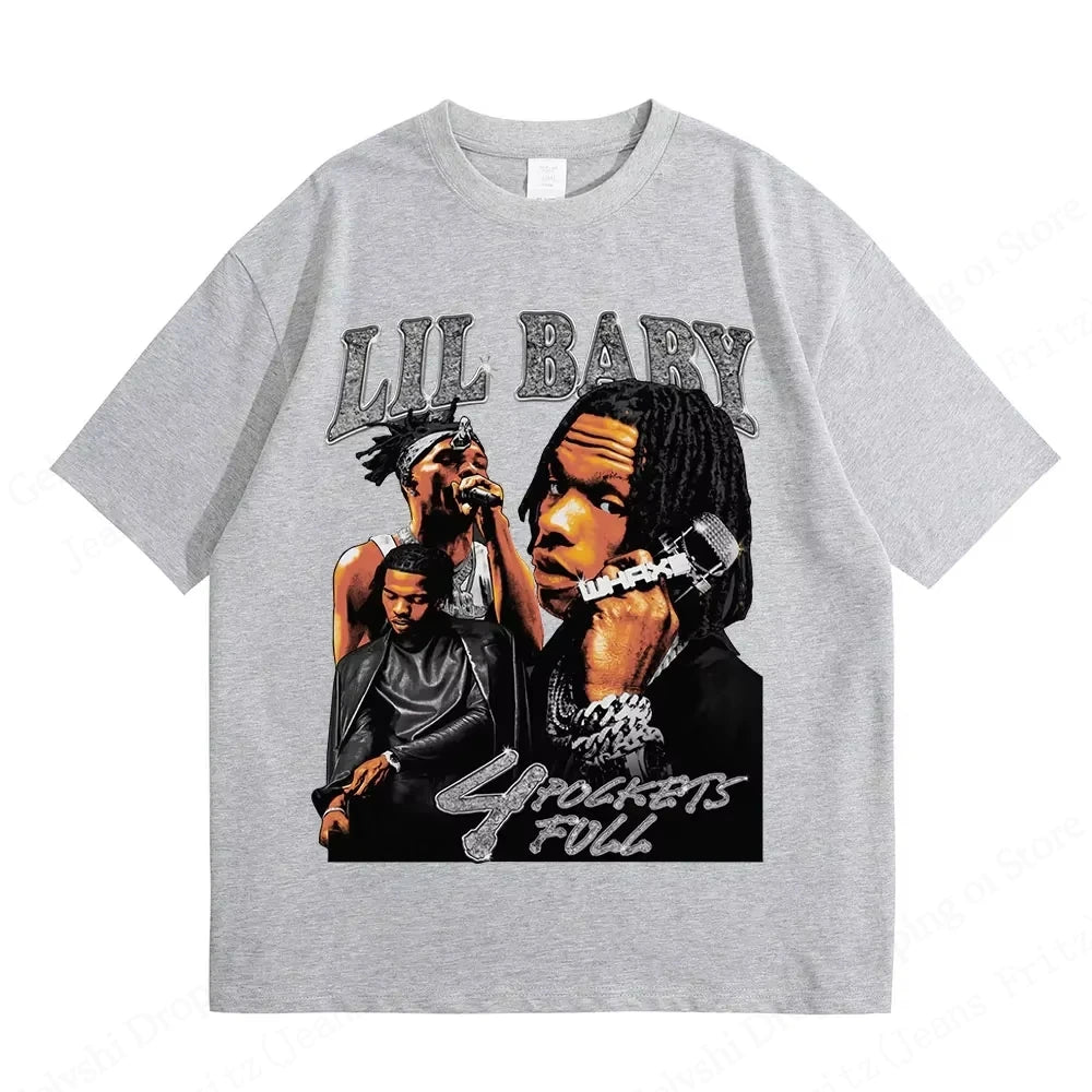 Hip Hop Rapper Lil Baby T Shirt Men Fashion Oversized