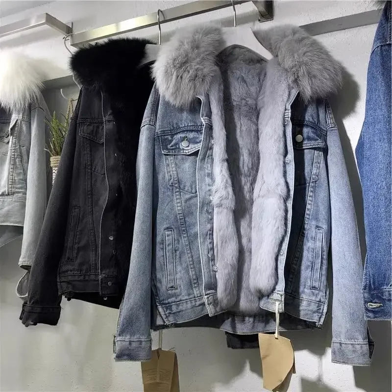 Women's Fur-Lined Denim Jacket