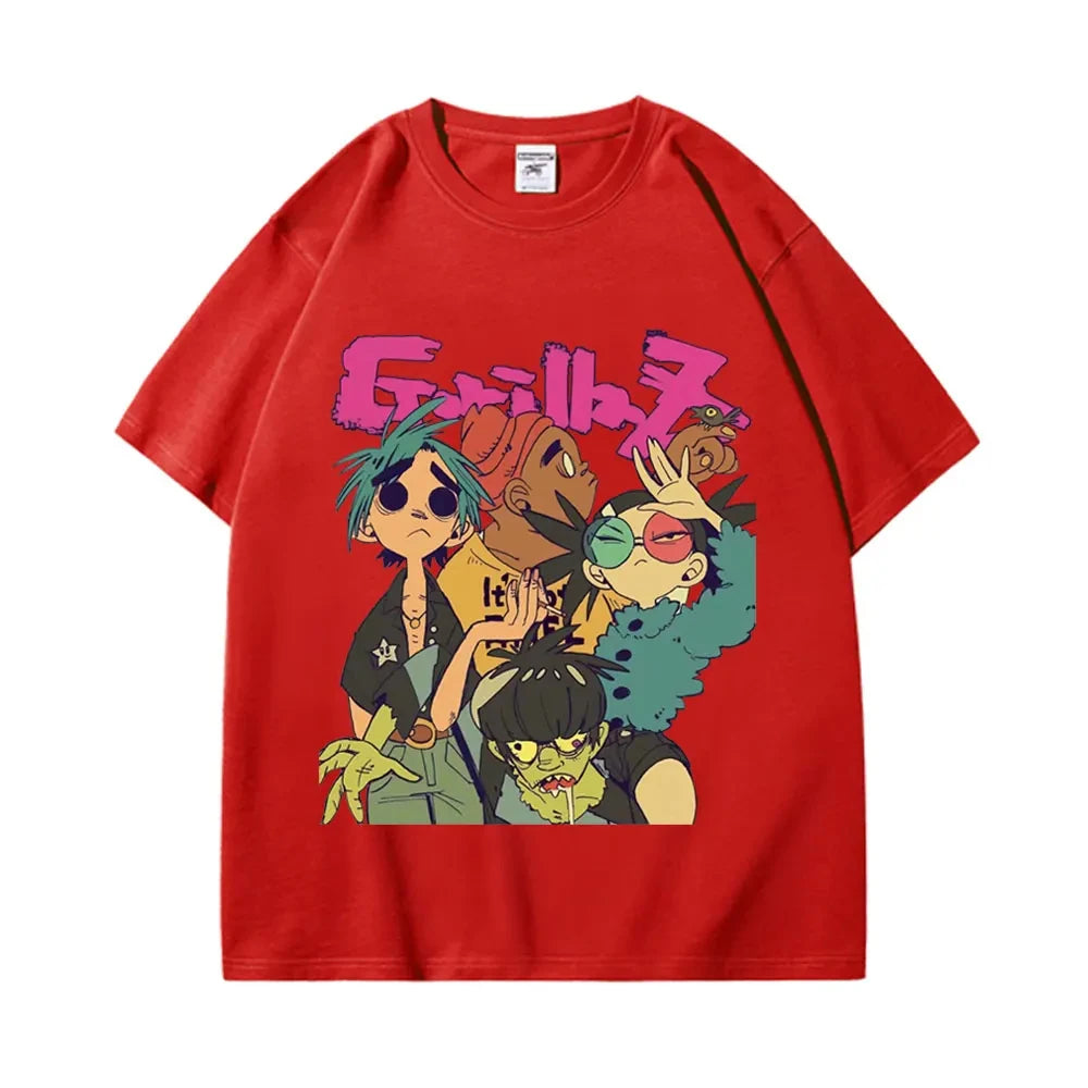 Trend Band Gorillaz Printed T Shirts Men Women The High Street Fashion Oversized