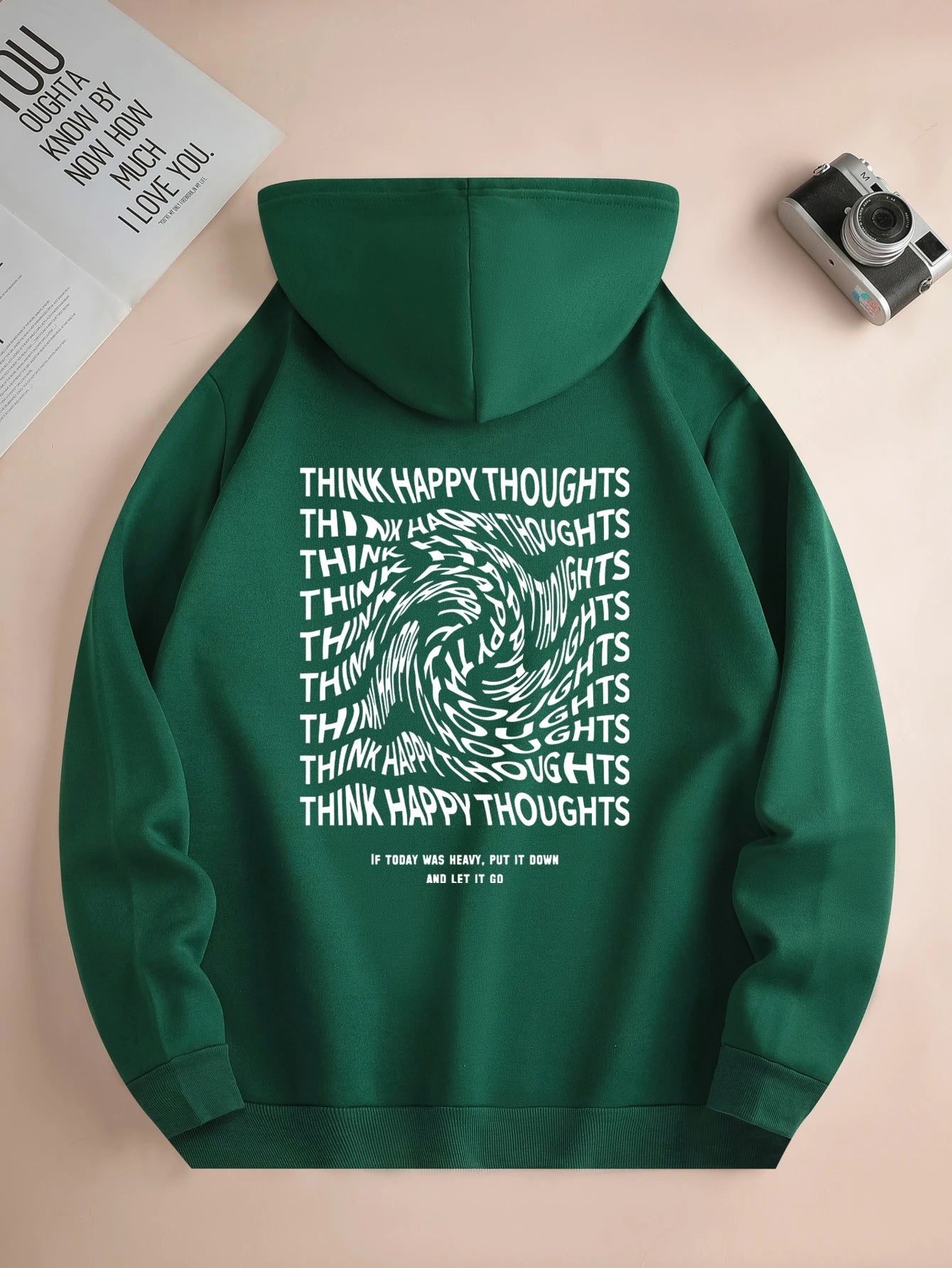 "THINK HAPPY THOUGHTS" Long Sleeve Hoodie