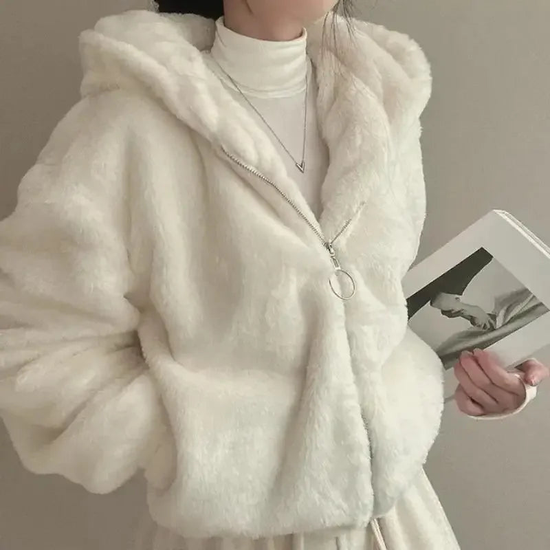 Luxury Soft Faux Fur Zip-Up Hoodie