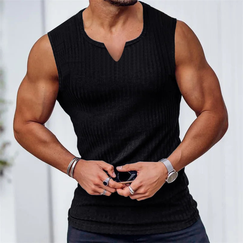 Men’s Ribbed Fitted Sleeveless Tee