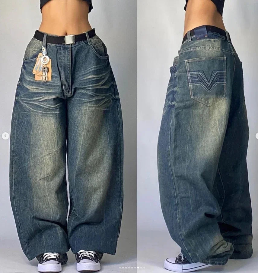 FERION Solid Baggy Jeans