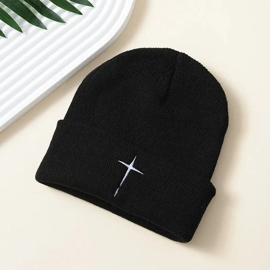 Minimalist Cross Embroidered Beanie