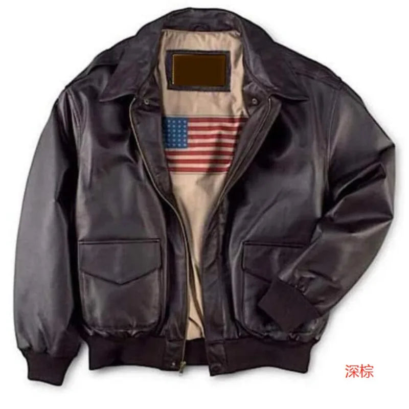 Men’s Classic Leather Bomber Jacket