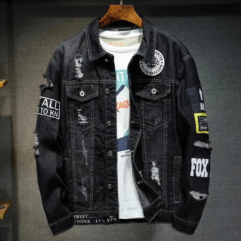 Denim Jacket for Men&nbsp; and Women Hip Hop Streetwear