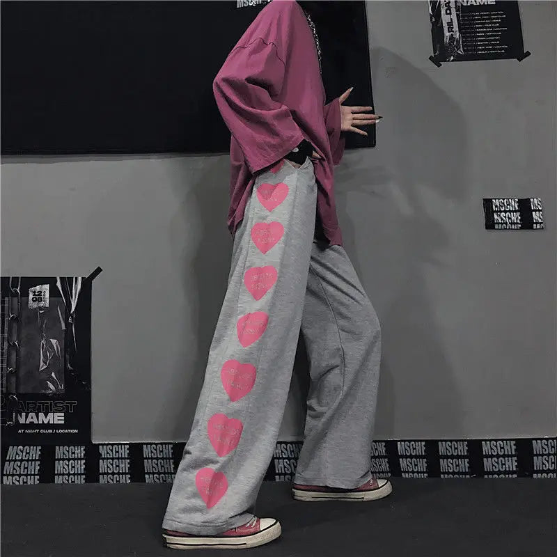 Japanese Y2k Oversize Graphic Wide Sweatpants Men Streetwear