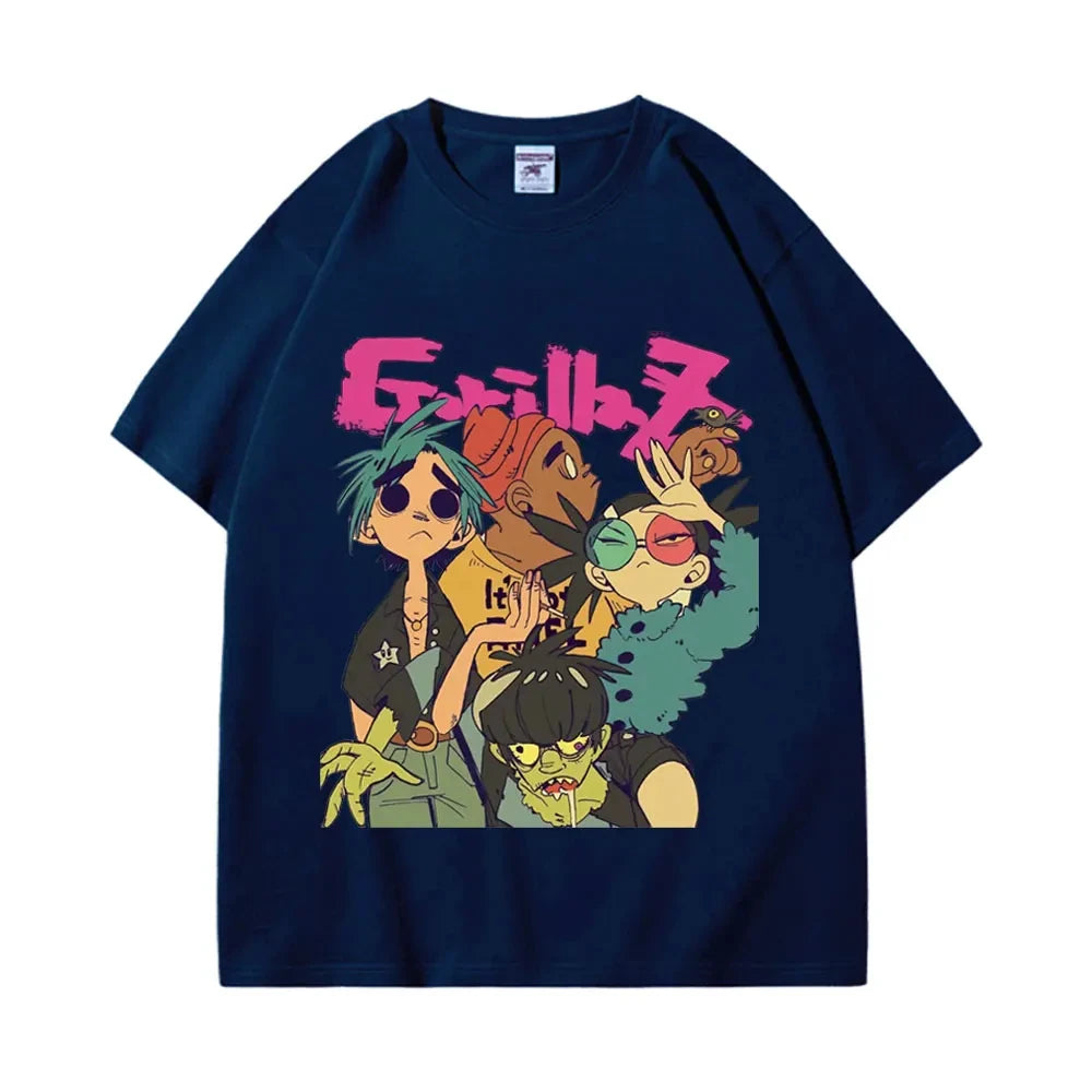 Trend Band Gorillaz Printed T Shirts Men Women The High Street Fashion Oversized