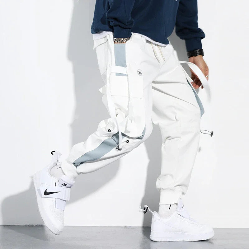 Men's Letter Flap Pocket Drawstring Cargo Pants