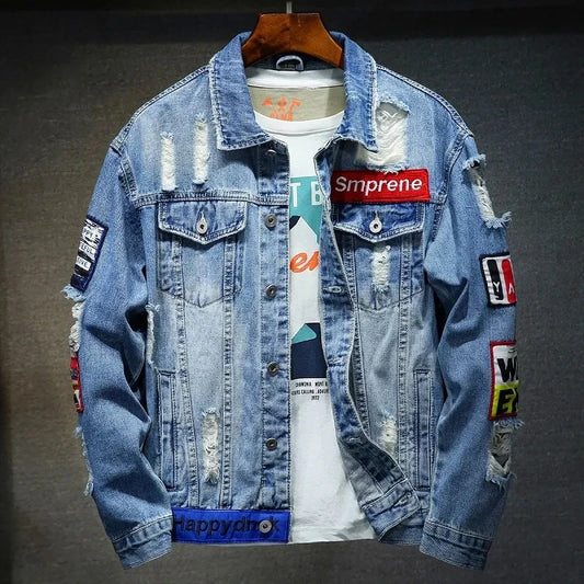 Denim Jacket for Men&nbsp; and Women Hip Hop Streetwear