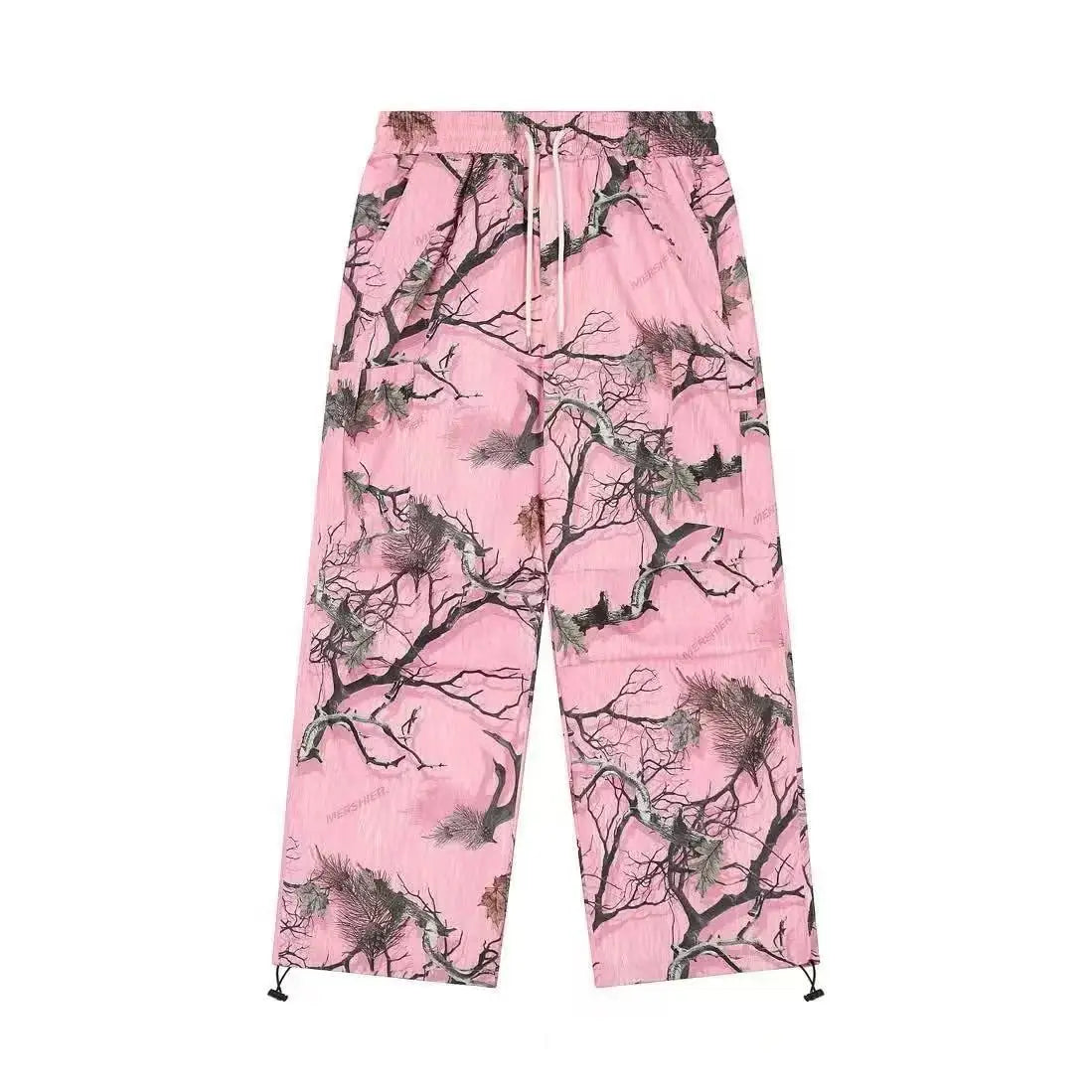 Pink Tree Branch Print Cargo Pants