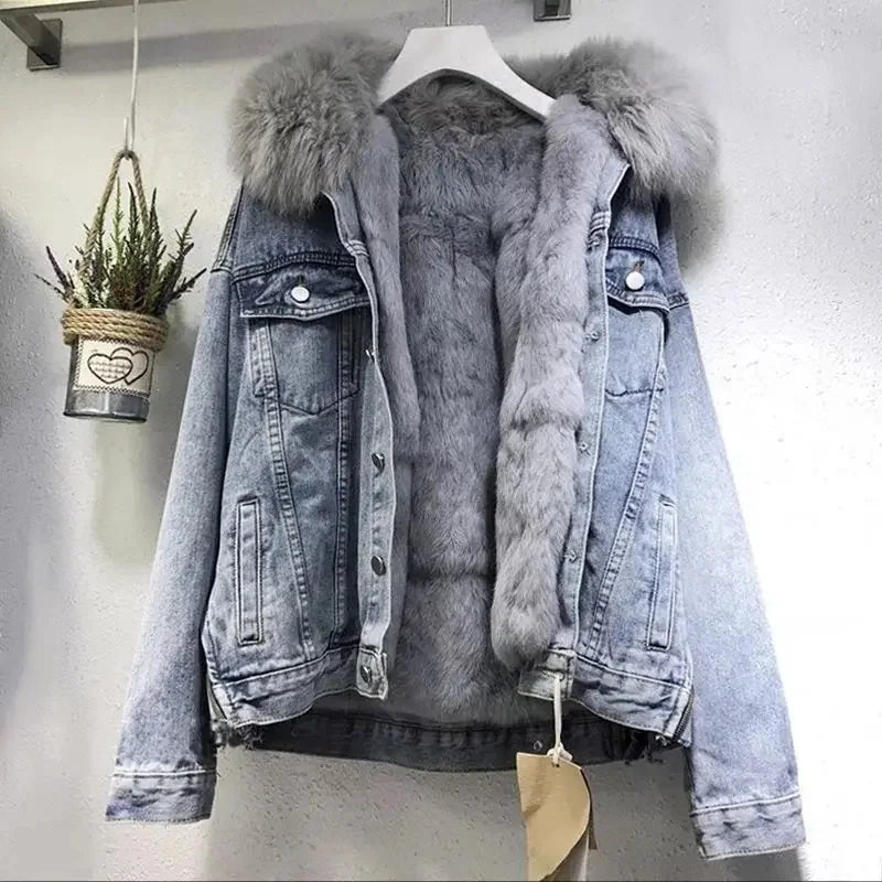 Women's Fur-Lined Denim Jacket