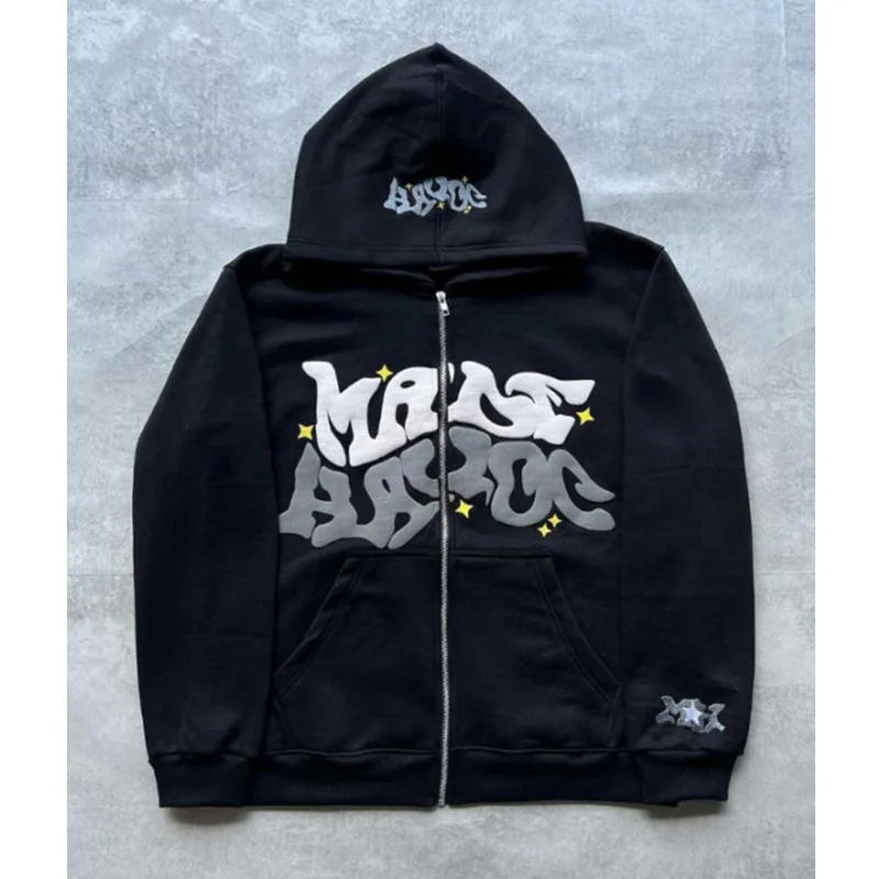 Street FUXIONGFU Art Zip-Up Hoodie