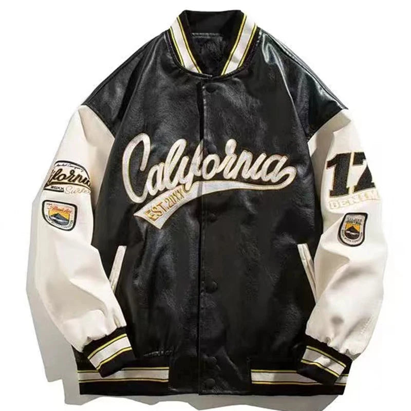 Varsity PU Leather Jacket California