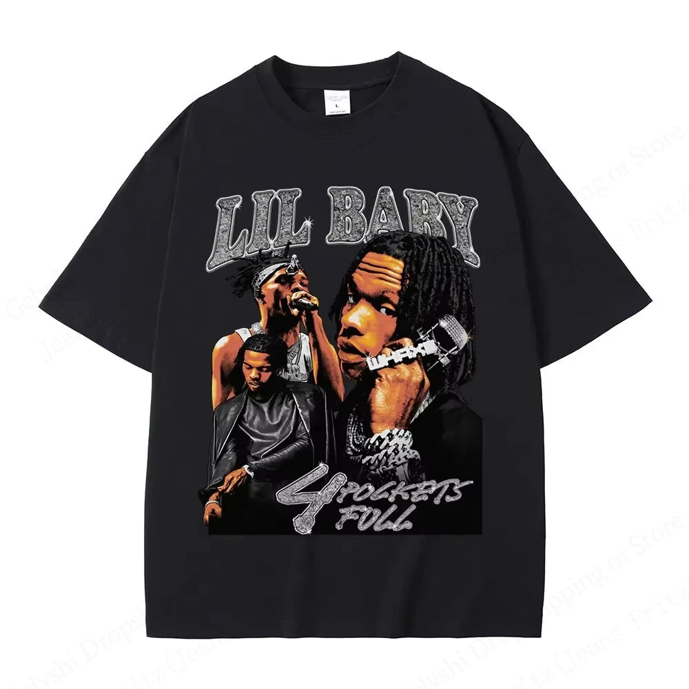 Hip Hop Rapper Lil Baby T Shirt Men Fashion Oversized