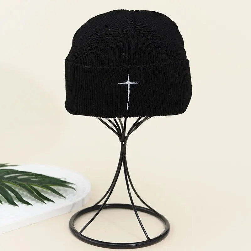 Minimalist Cross Embroidered Beanie